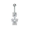 14G Curved Belly Clicker Stainless Steel Butterfly Heart Dangled Crystal CZs Belly Button Rings for Women Navel Clicker Ring