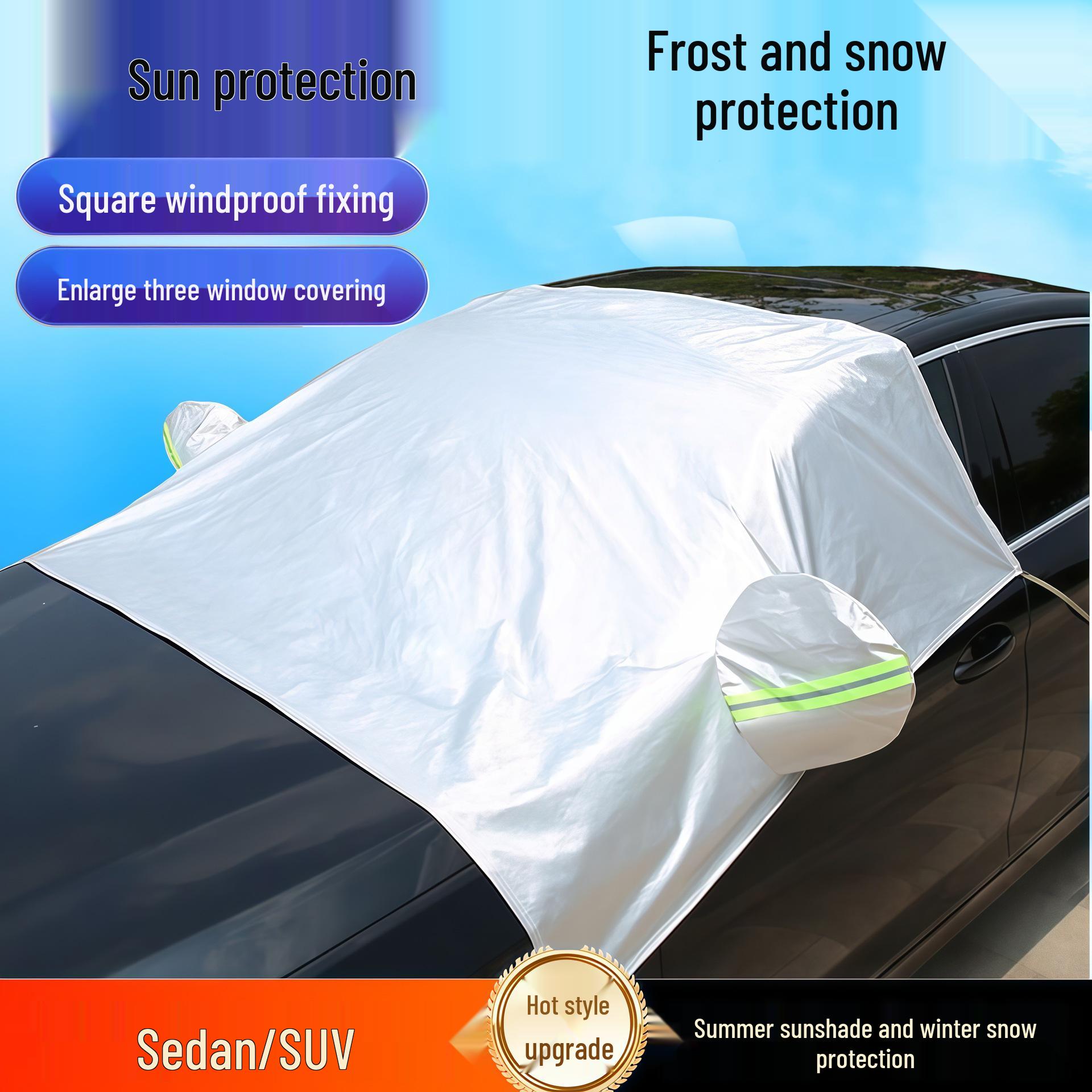 

Universal All-Season Windshield Cover: Snow, Frost, Freeze, Sun & Summer Protection, Thick Winter Gear Default Size