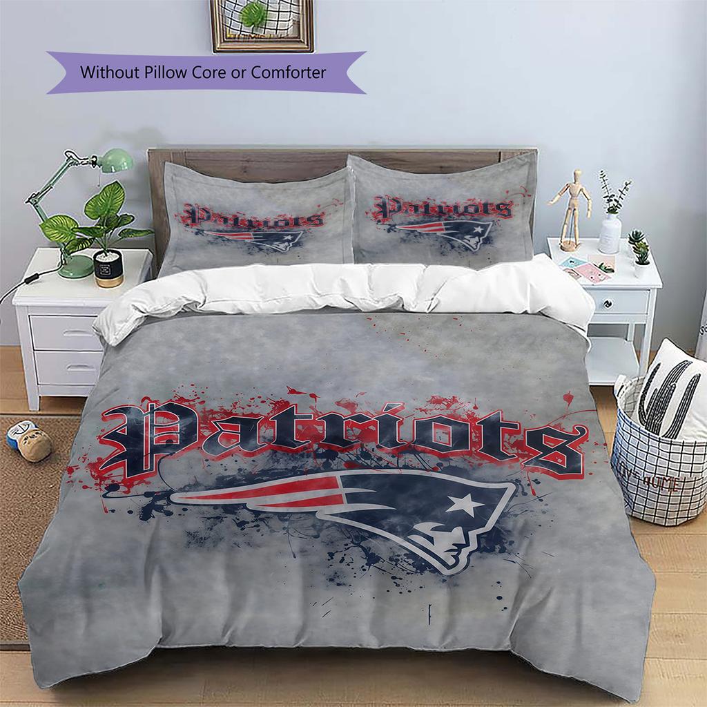 New England Patriots Muster Bettwäsche Steppdecke Set Heimdekoration Geschenk (1 Bettbezug + 2 Kissenbezüge (ohne Füllung))