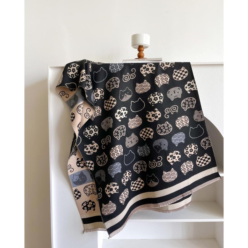 NEW Women Pashmina Scarves Fringe Wrap Winter Warm Fashion Brands Designer Cashmere Kitten two-sided Scarf Blanket Soft Shawls