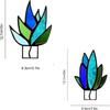2 Combo, 3 Combo, Succulent Stained Glass Agave Glass Decorative (No Pots) for countertops, Indoor Decorations, Gifts for Plant Lovers (Colored Blue)
