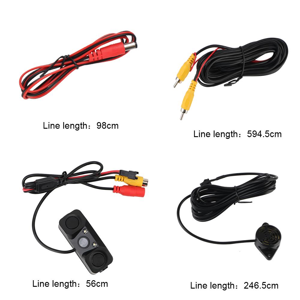 Car Accessories High Definition LED Light Waterproof DC 12V Rear View Camera Reversing Radar Sensor Detector Universal 3 In 1 Night Vision Mini Alarm