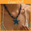 Bohemian Natural Gemstone Star Pendant Necklace For Women Summer Beach Style