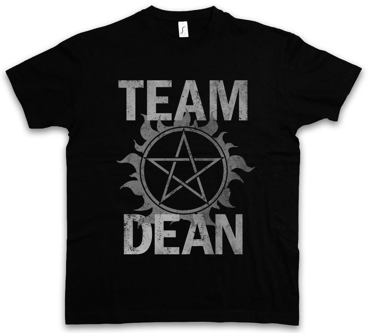 TEAM DEAN T-SHIRT Supernatural Fun Logo Pentragramm Pentacle Flaming Sam Series 2XL