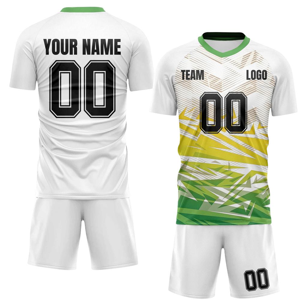 Men’s DIY Short Sleeve Jersey Two Piece Set Athletic Uniform with Geometric Print for Sports Training and Team Activities