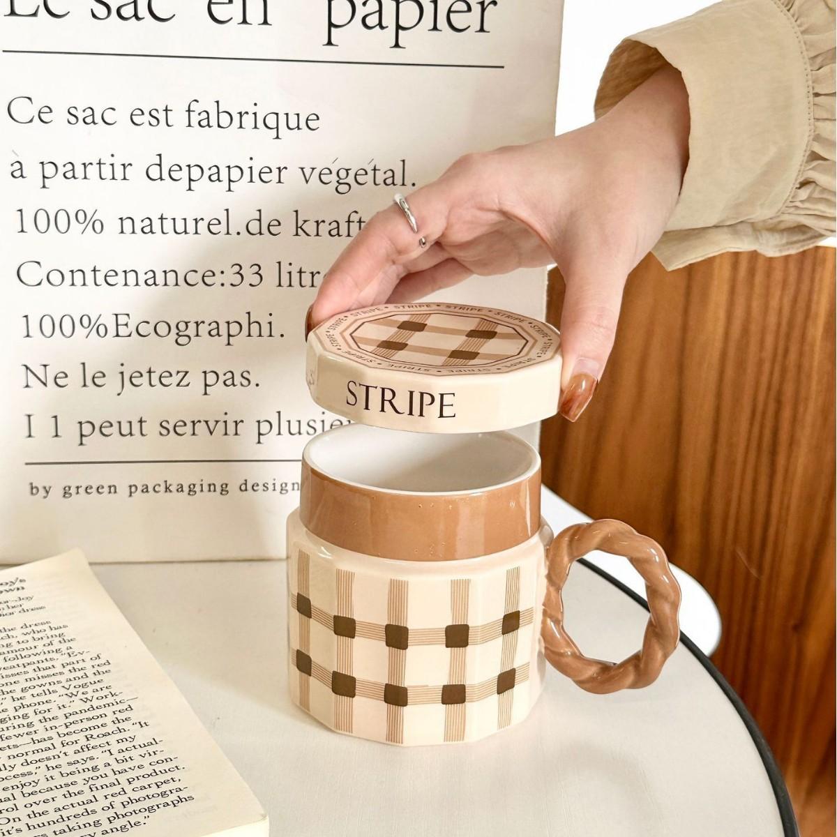 Creative Retro Cuban Style Ceramic Cup Large Capacity Water Cup Couple Cup 400m l