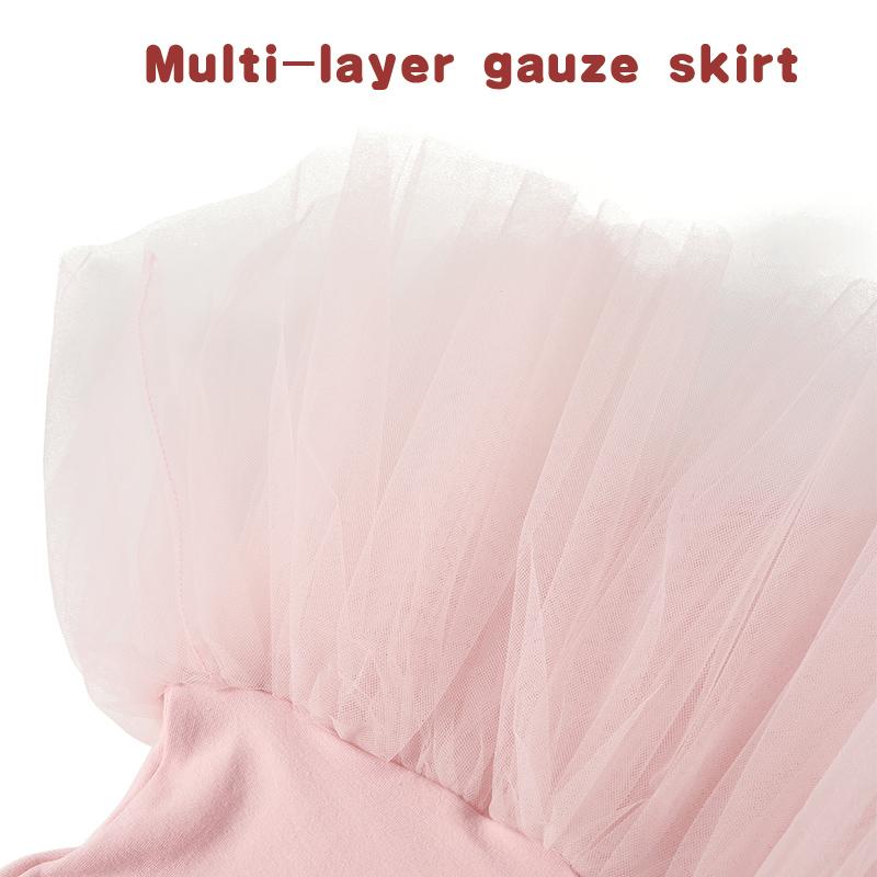Bambine Costume da Ballo Body da Balletto Giunzione in Rete Vestito Tutù in Cotone Abbigliamento da Danza per Bambine Bambini