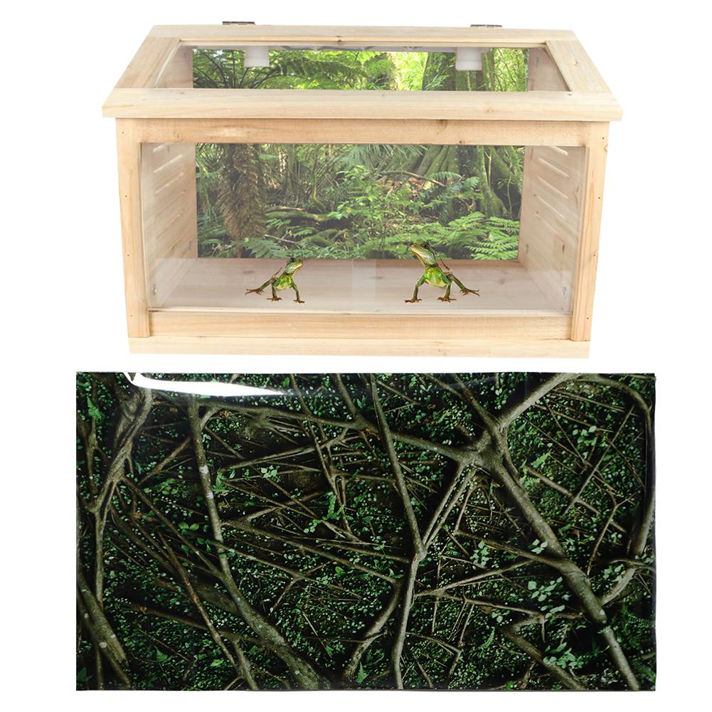 PVC Adhesive Trees Jungle Pattern Aquarium Background Poster Sticker Reptile   Decoration