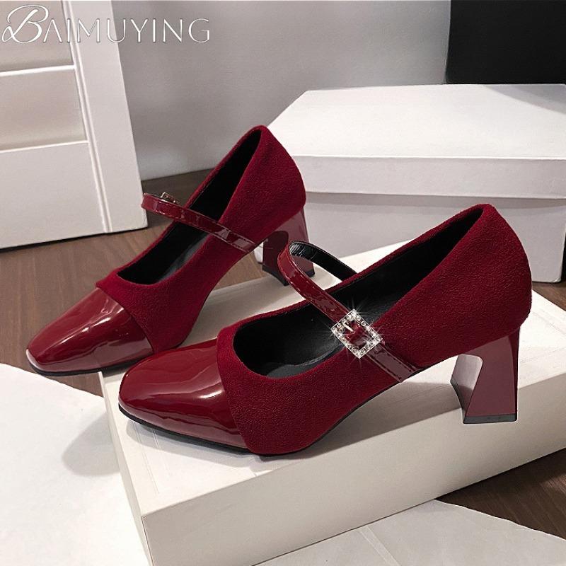 Fashion Leopard High Heels Marie Janes Shoes Woman Square Toe Sandals 2025 Trend Summer Dress Shallow Pumps Elegant Plus Size Zapatos