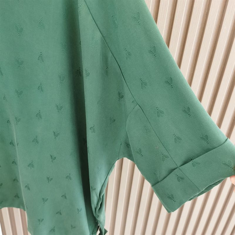 Heavy Weight Silk All-Matching Short Sleeve Mulberry Silk T-shirt Batwing Shirt Women's Summer round Neck Loose Simple and Thin