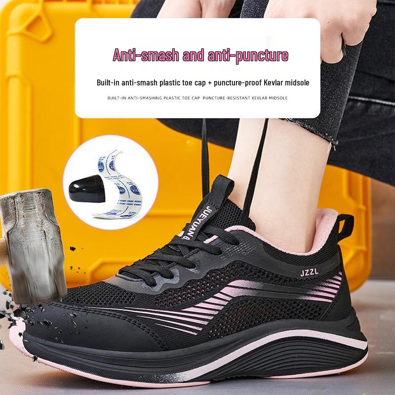 Chaussures de sécurité ultra-légères et respirantes pour femmes avec embout en plastique et semelle en EVA