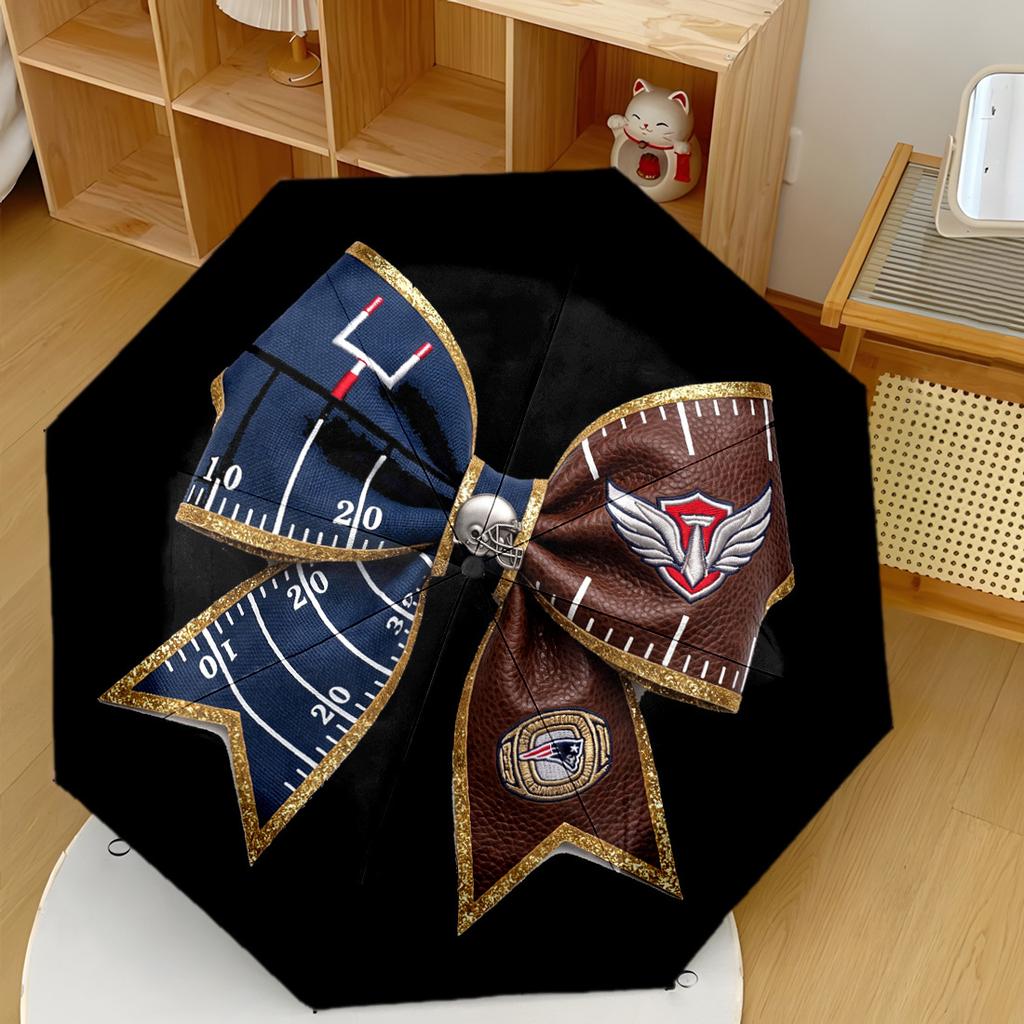 American Football Exploding On A Field With Smoke And Fire Automatic Umbrella With Folding Feature Compact Durable 8 Rib Design Foldable Design