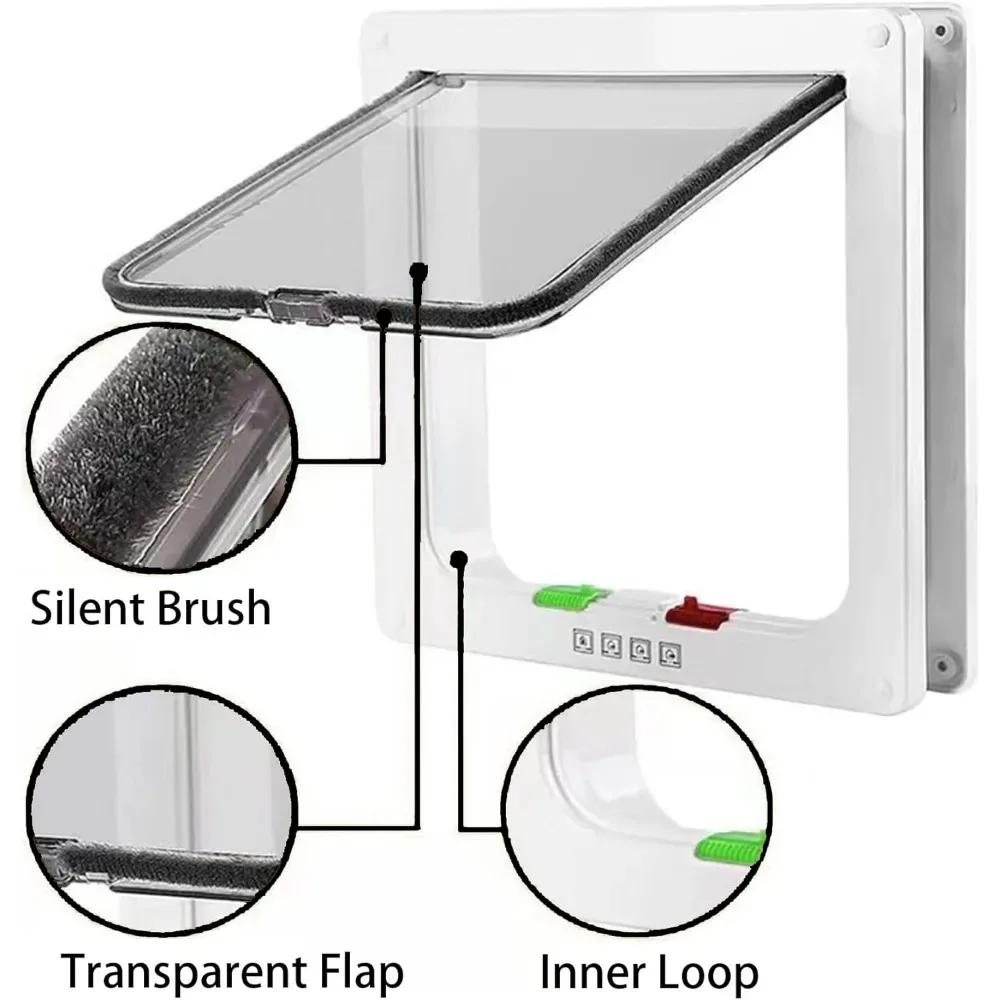 Dog Cat Kitten Flap Puppy Kitten Safety In&out Pet Door with 4 Way Security Lock Door Pet Doors Sliding Door Safety Pet Door