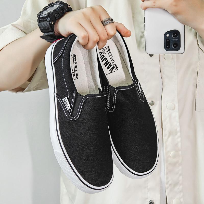 Couple Set Flat Bottom Rubber Sole Comfortable Sneakers Spring New Men's Style Casual Canvas Slip-On Breathable Couple's Shoes