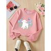 Kids Crewneck Sweatshirt, Cute Lamb Blue Tulips Butterfly Creative Print,Daily Casual Top for Spring & Autumn