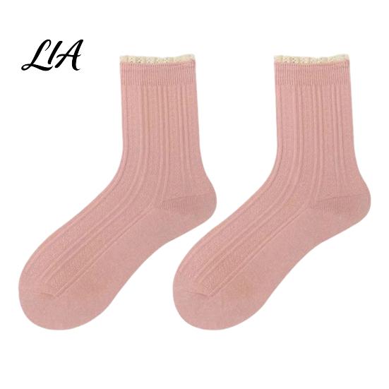 Vintage Inspired Lace Hosiery Ruffle Crew Socks for Women, Cotton Frilly Socks, Soft Breathable Elastic Stacked Casual Ankles Daily Wear And