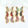 Colorful Drip Oil Butterfly Wing Stainless Steel Earrings - Fashionable Gift for Bestie