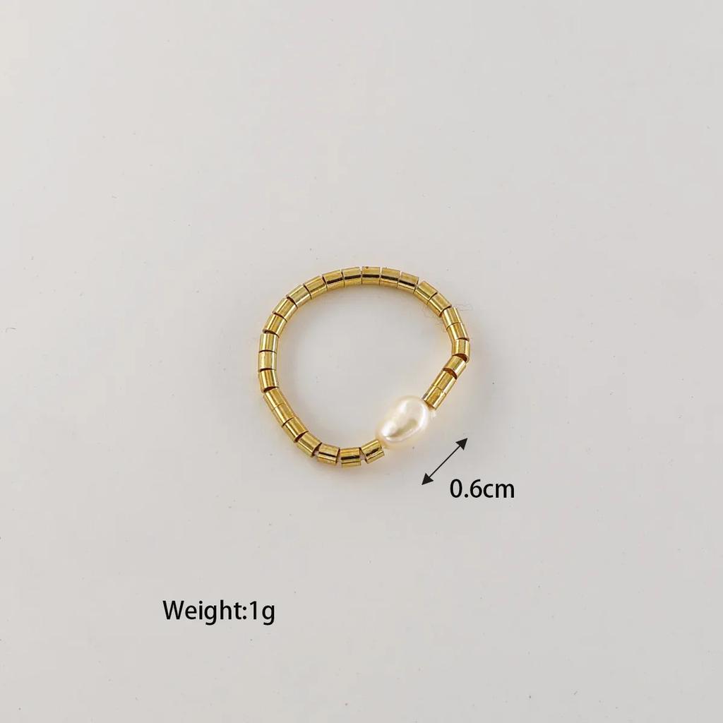 Woven Natural Freshwater Pearl Bracelet Baroque Pearl Beaded Ring Set Color Retaining Jewelry Women