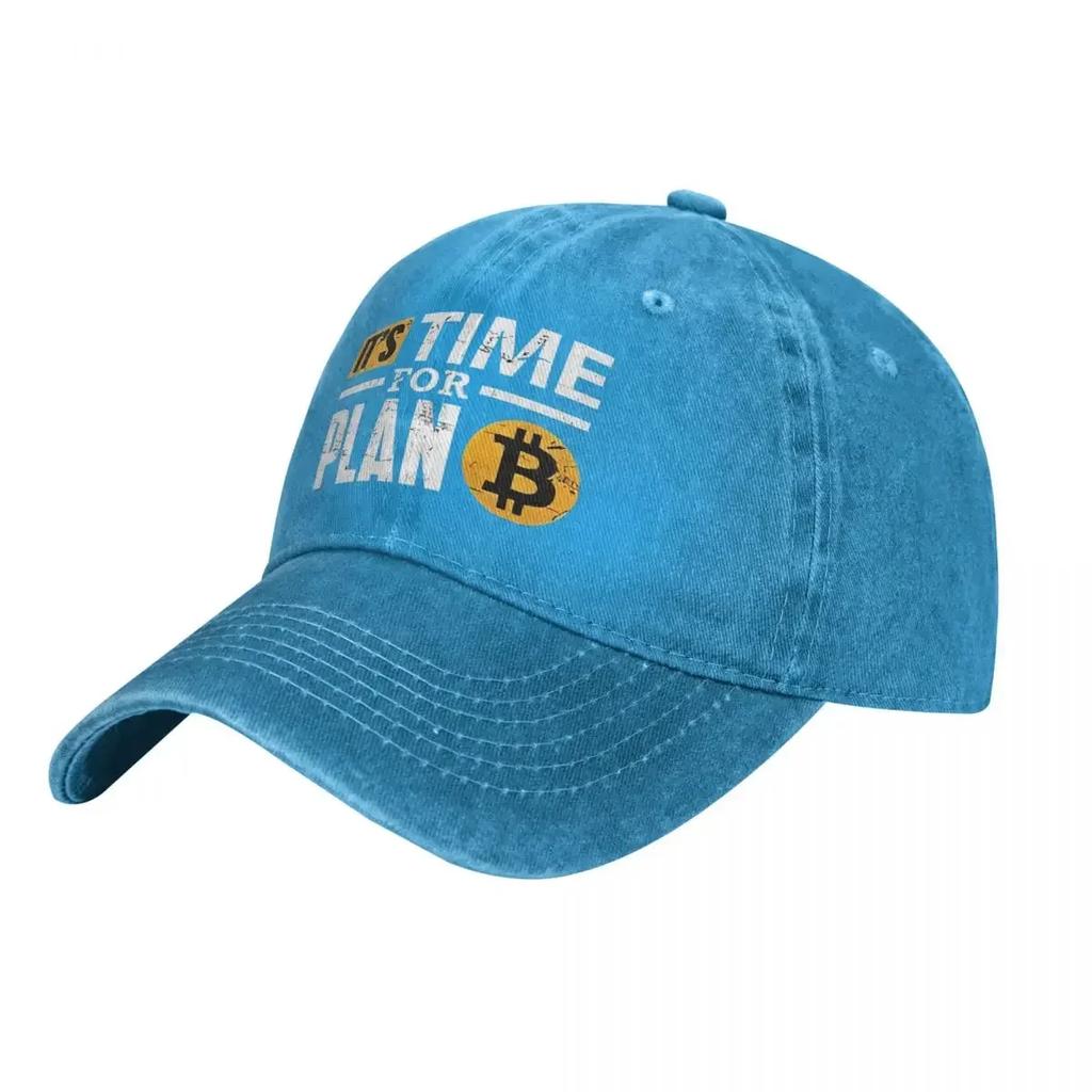 It's Time For Plan B Bitcoin Baseball Cap  y2k Funny Men Women Washed Trucker Hat Breathable Tennis Skate Snapback Cap Present
