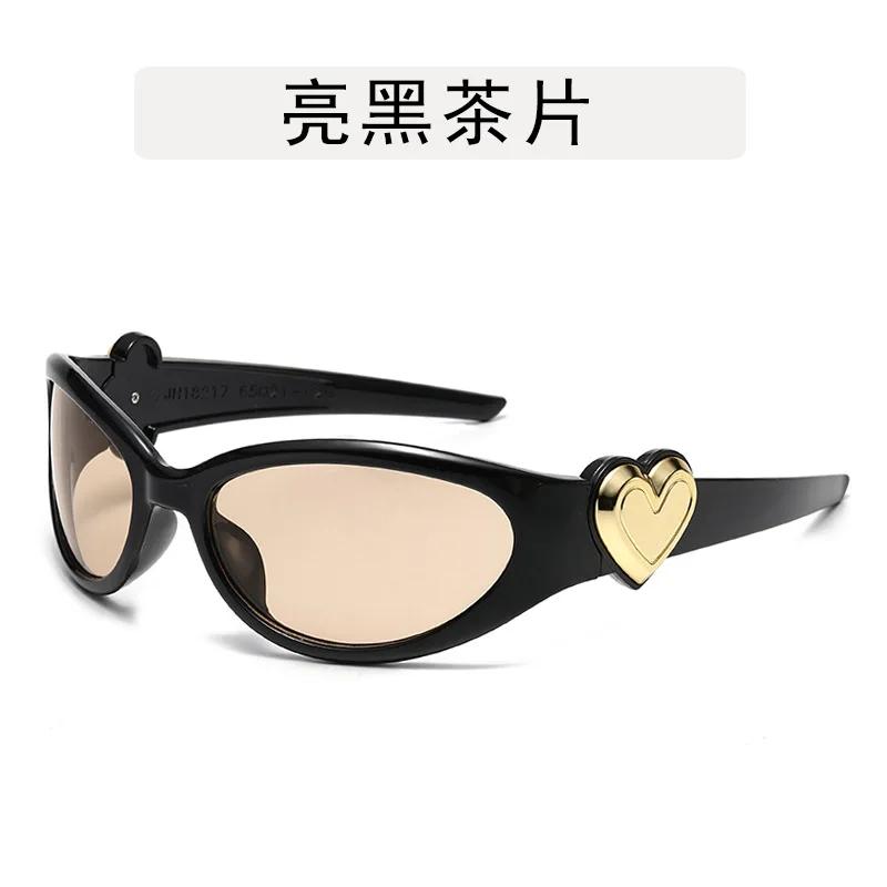 

Retro Y2K Style Oval Sun Glasses Women Fashion Heart Frame Sports Goggles Popular Cat Eye Party Sun Glasses Ladies Gafas De Sol