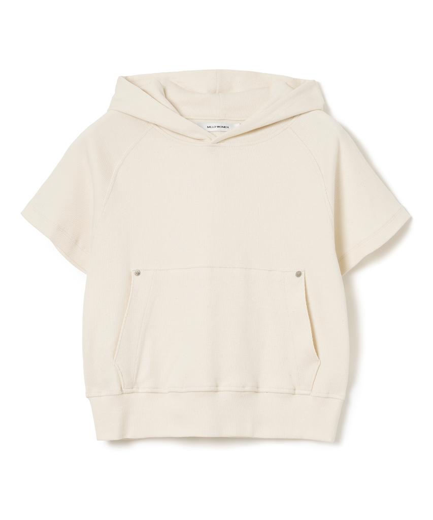 Ribbed Short Sleeve Hoodie [Ivory]