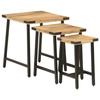VidaXL Tables Basses Gigognes 3 pcs, Tables d'Appoint Empilables, Tables de Chevet, Bout de Canapé Salon, Bois Massif de 372735