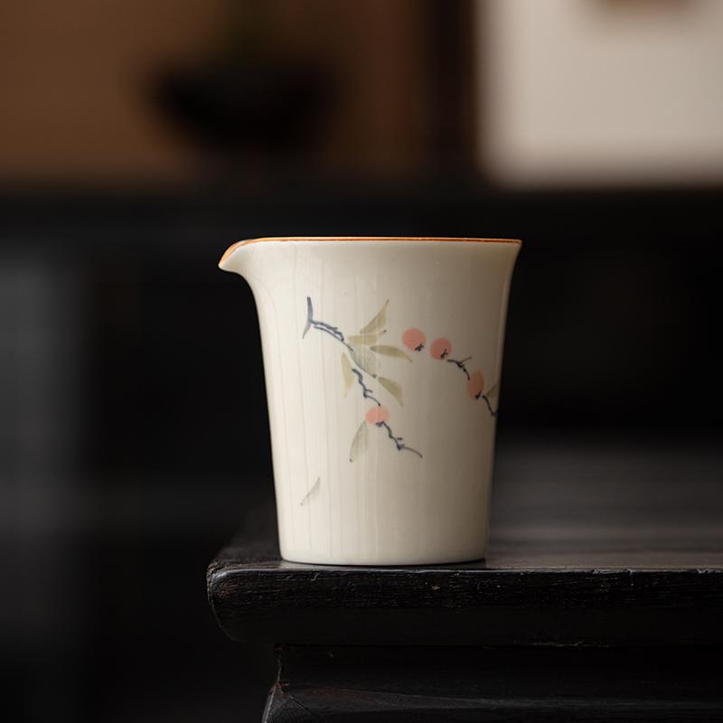 Porcelain Hand-painted  Gaiwan Cover Bowl Grass and Wood grayCeramic Tea Making Bowl Chinese Style Simple Tea Cup