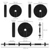 2 In 1 Dumbbell Set Long And Short Barbell 25 Kg Non Slip Floor Friendly Black Green