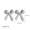 Fashion Striped Texture Bow Knot Stud Earrings for Women Gold Plated Stainless Steel BowKnot Waterproof Jewelry