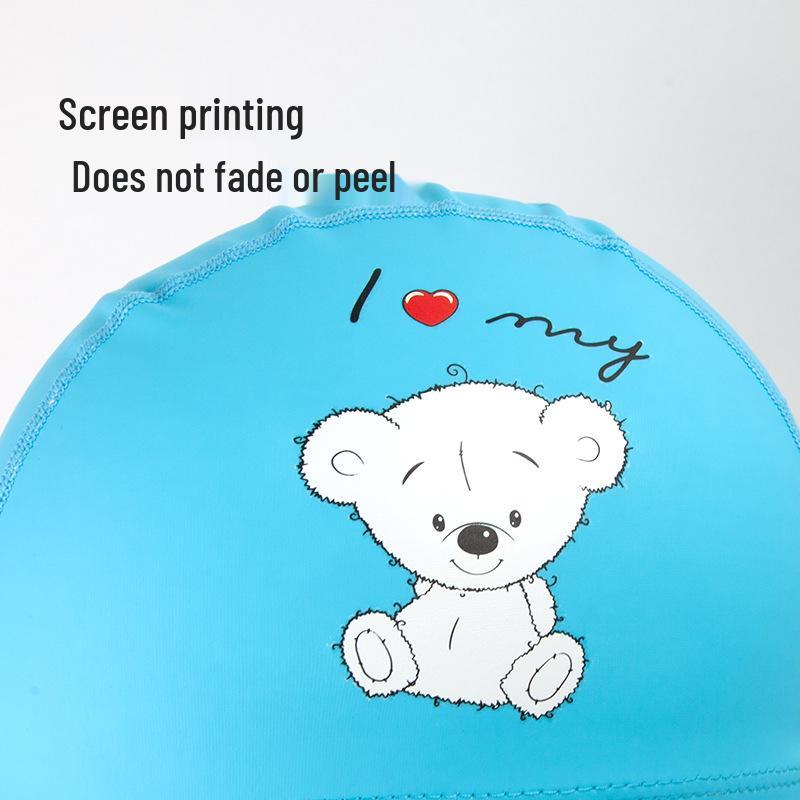 Children's PU Swim Cap: Non-Tightening, Ear-Protecting, Cute Cartoon Design for Boys and Girls.