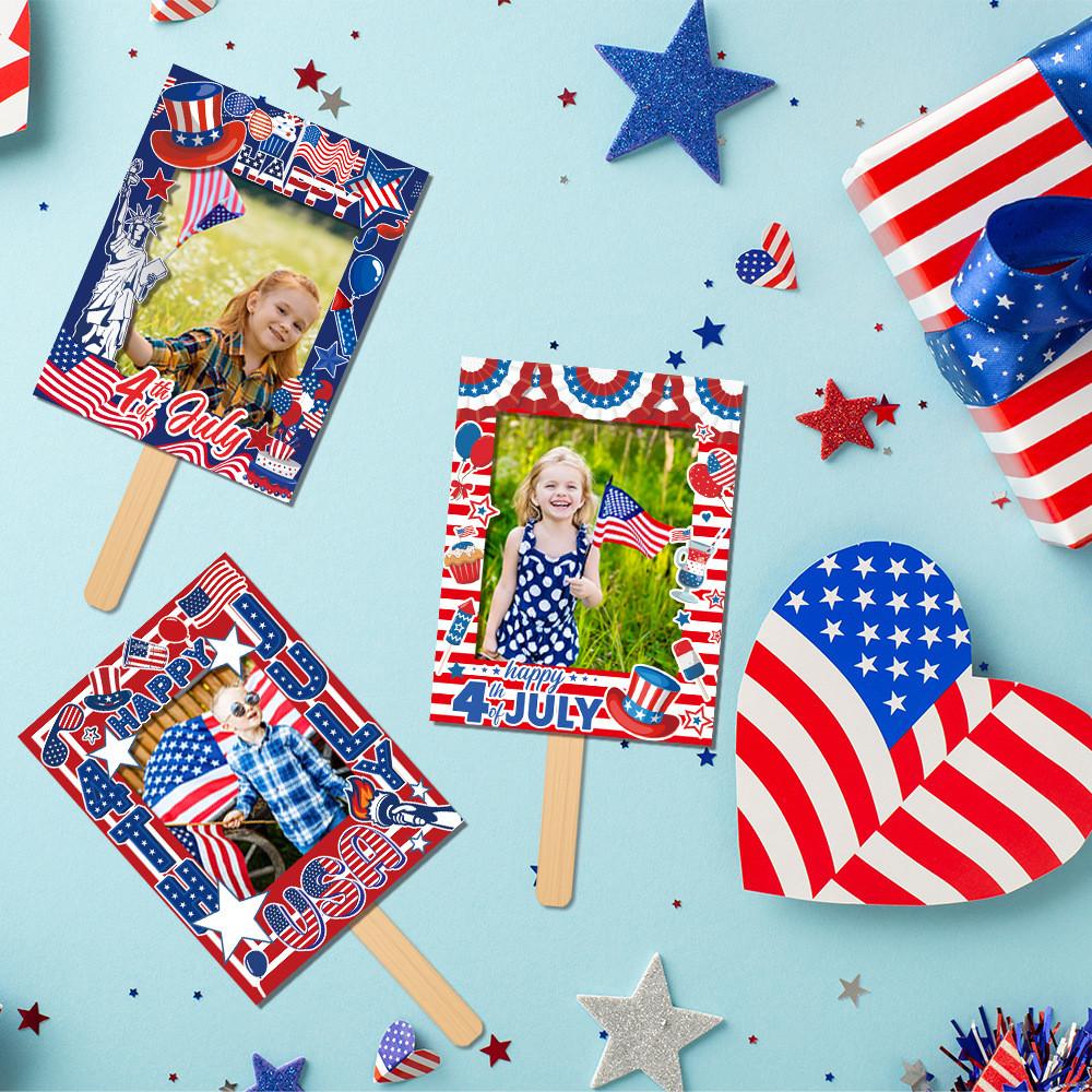 Theme Day Independence Flag Pattern Handheld Photo Frame Shooting Decor Prop