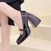 Autumn Chunky Heels Mary Janes Women Round Toe High Heeled Pumps Woman Pink Black Slip On Gothic Shoes For Female