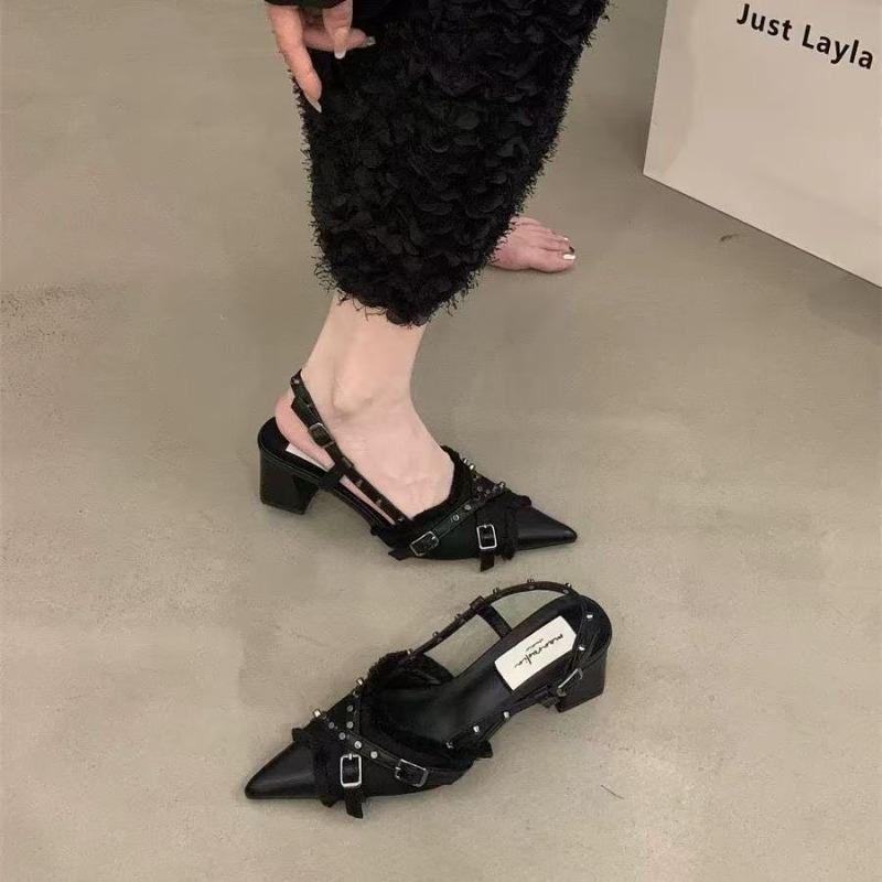 Fashion Women High Heel Shoes French Black Temperament Bag Head Sandals Women Elegant Fad Pumps Banquet Party Wedding Shoe Zapatos Mujer