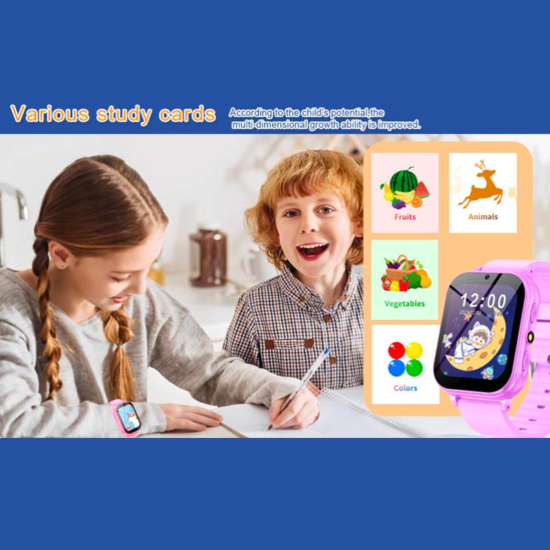 Montre connectée multifonction pour enfants, caméra HD 30 W, 22 jeux de puzzle, lampe de poche, podomètre, outils d'apprentissage, cadeau de Noël pour garçons et filles de 3 à 12 ans