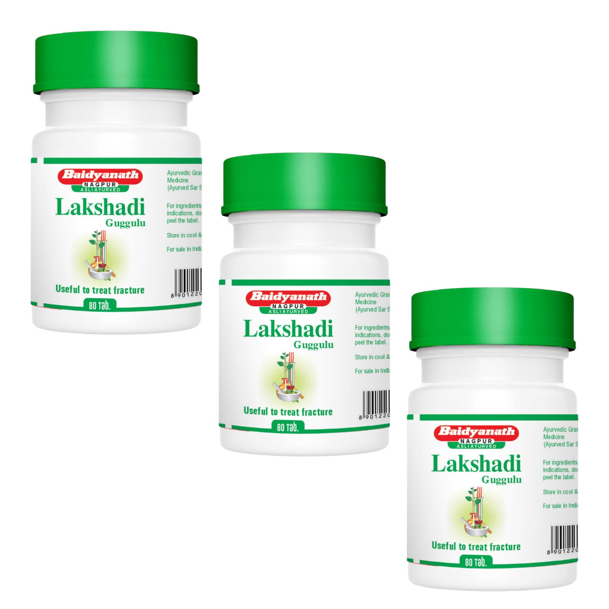 

Baidyanath Asli Ayurved Lakshadi Guggulu Tablets 80 X 3 Pack of 1 for Bone Strength Joint Support