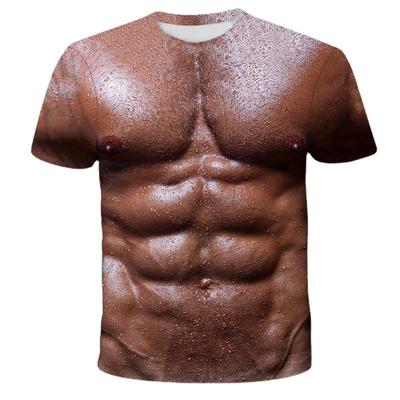 Geeignet für Männer und Frauen, Frühling/Sommer, bedrucktes 3D-Muskel-Starkes Herren-T-Shirt, trendig und modisch