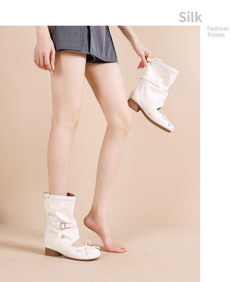Ballet Style Women's Ruched Short Boots with Thick Sole - New for Summer 2026, Height Increasing 8CM Trendy Western Sandals.