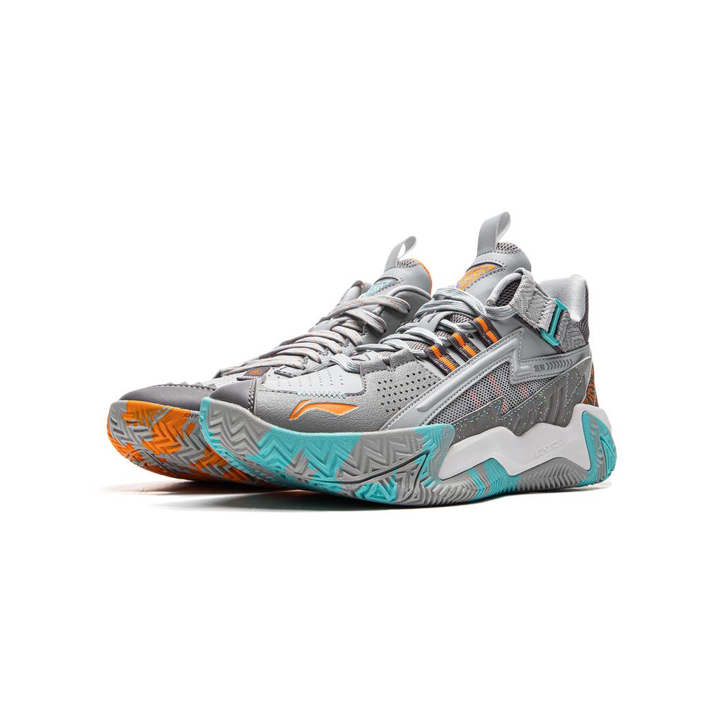 Li Ning Kids Comfortable Non-Slip Wear-Resistant Rebound Low-Top Basketball Shoes Misty Gray Kids Sneaker YKBU082-7