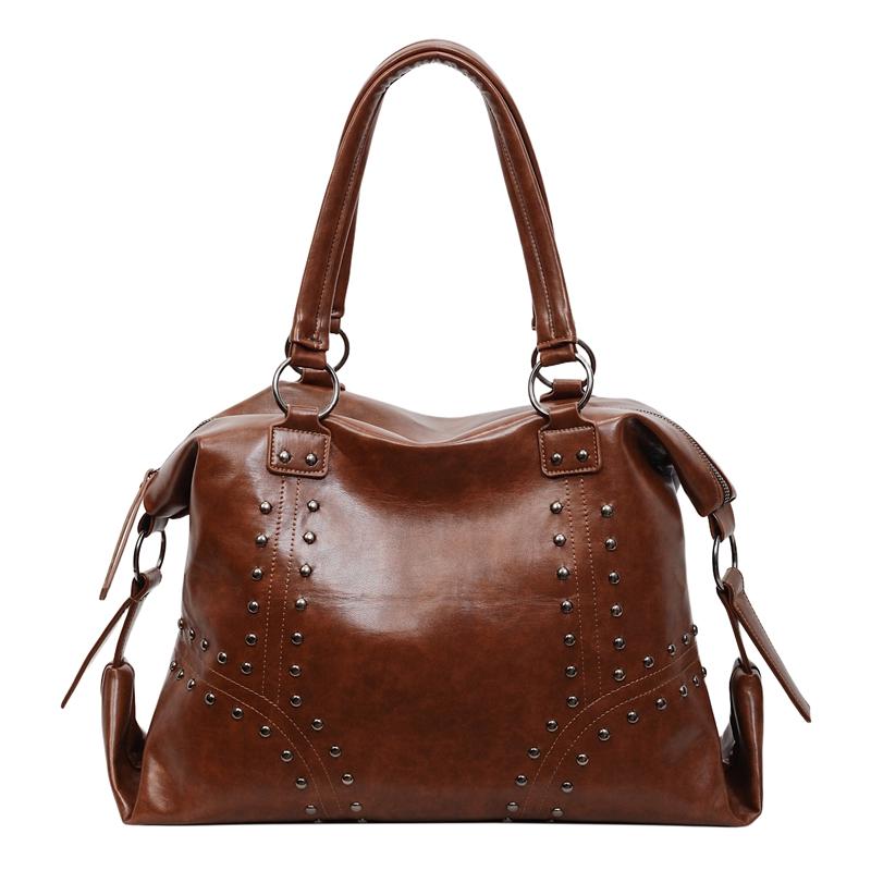Vintage Large Capacity Rivet Tote Bag Women's Handbag Shoulder Bag