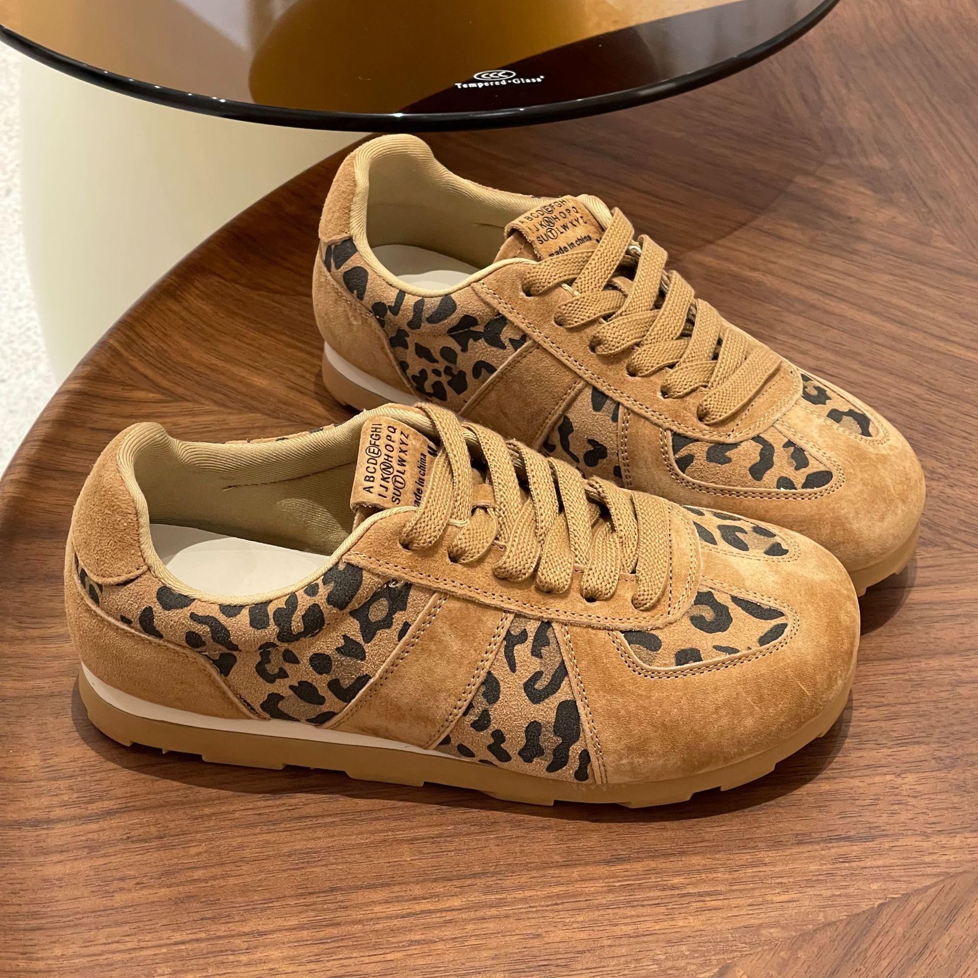 

Кожа матовая кожа кукольная голова уродливая милая повседневная обувь шнуровка ретро мягкая подошва удобные леопардовый принт одинарная обувь женская обувь 40 цветной печати леопарда