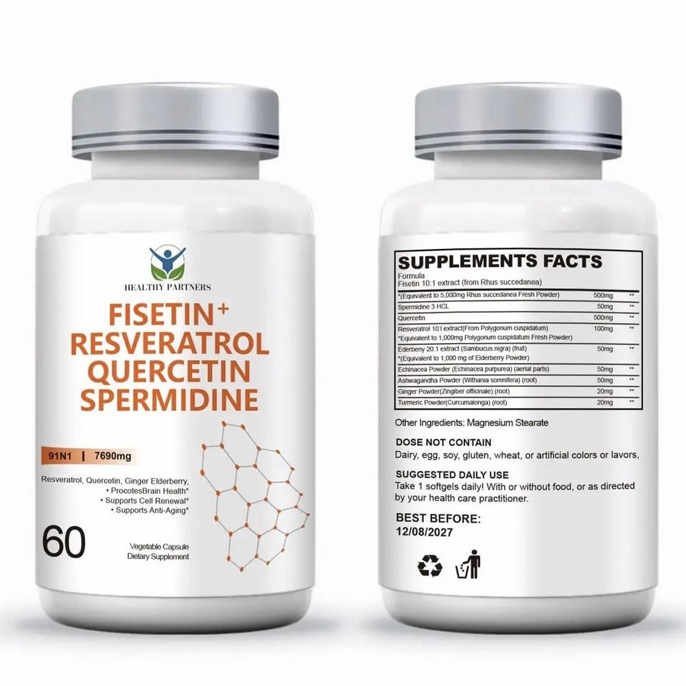 Healthy Partner High-Concentration Fisetin Plus Resveratrol Quercetin Spermidin 3 pcs 60 Tablets