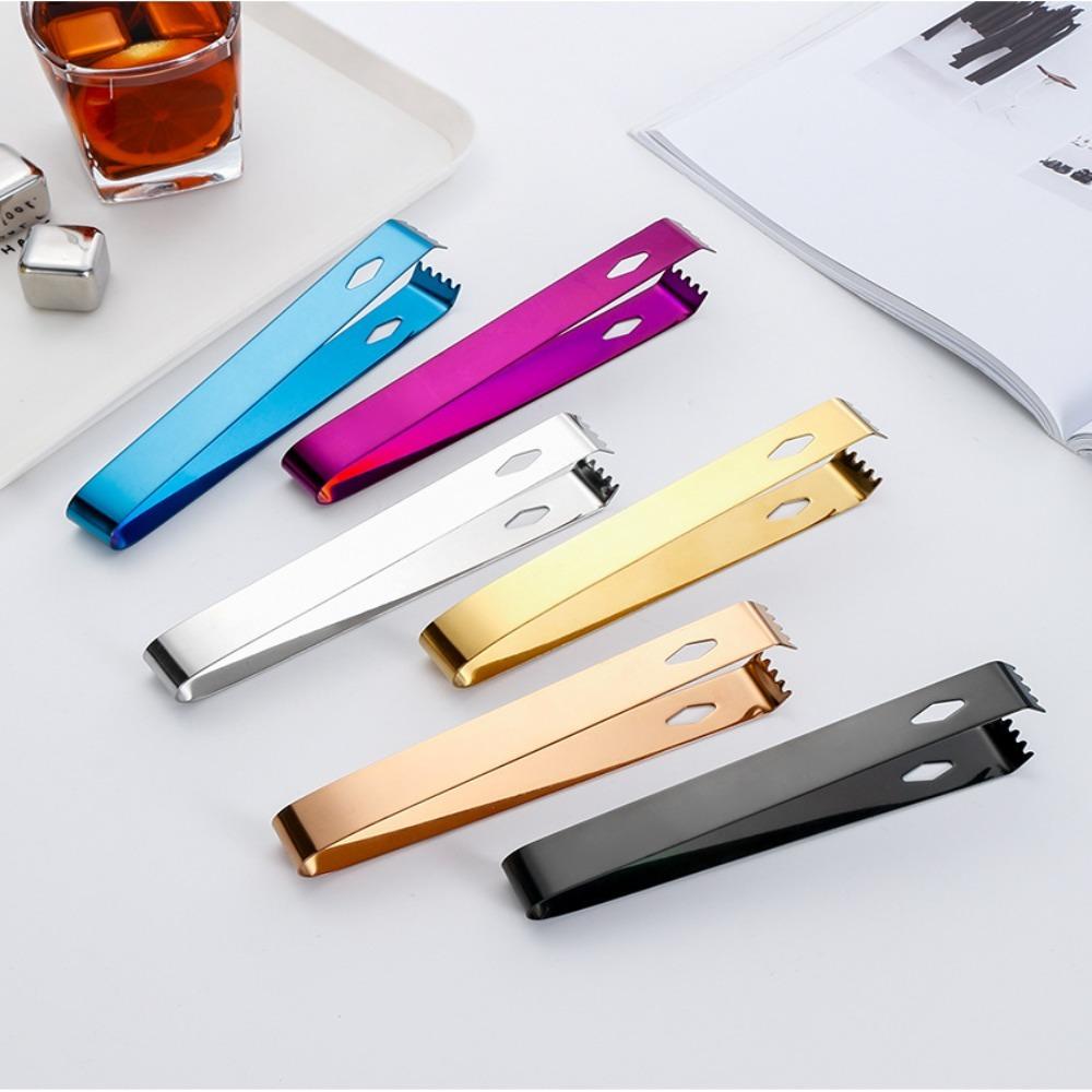 6.3" X 0.8" Ice Tong Easy Grip Metal Serving Tongs Kitchen Gadgets Mini Sugar Tongs Bar Ice Bucket