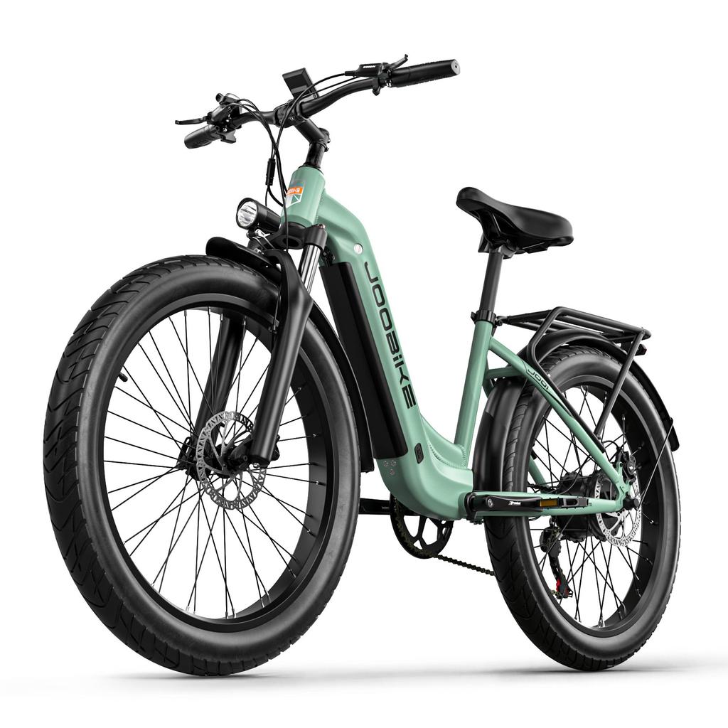 JOOBIKE JOO1 Electric Bike, 1000W Motor, 48V 17.5Ah Battery, 26×3.0'' Fat Tires, 7-Speed, Hydraulic Brakes, LCD Display, 90km Range, 45km/h, Green