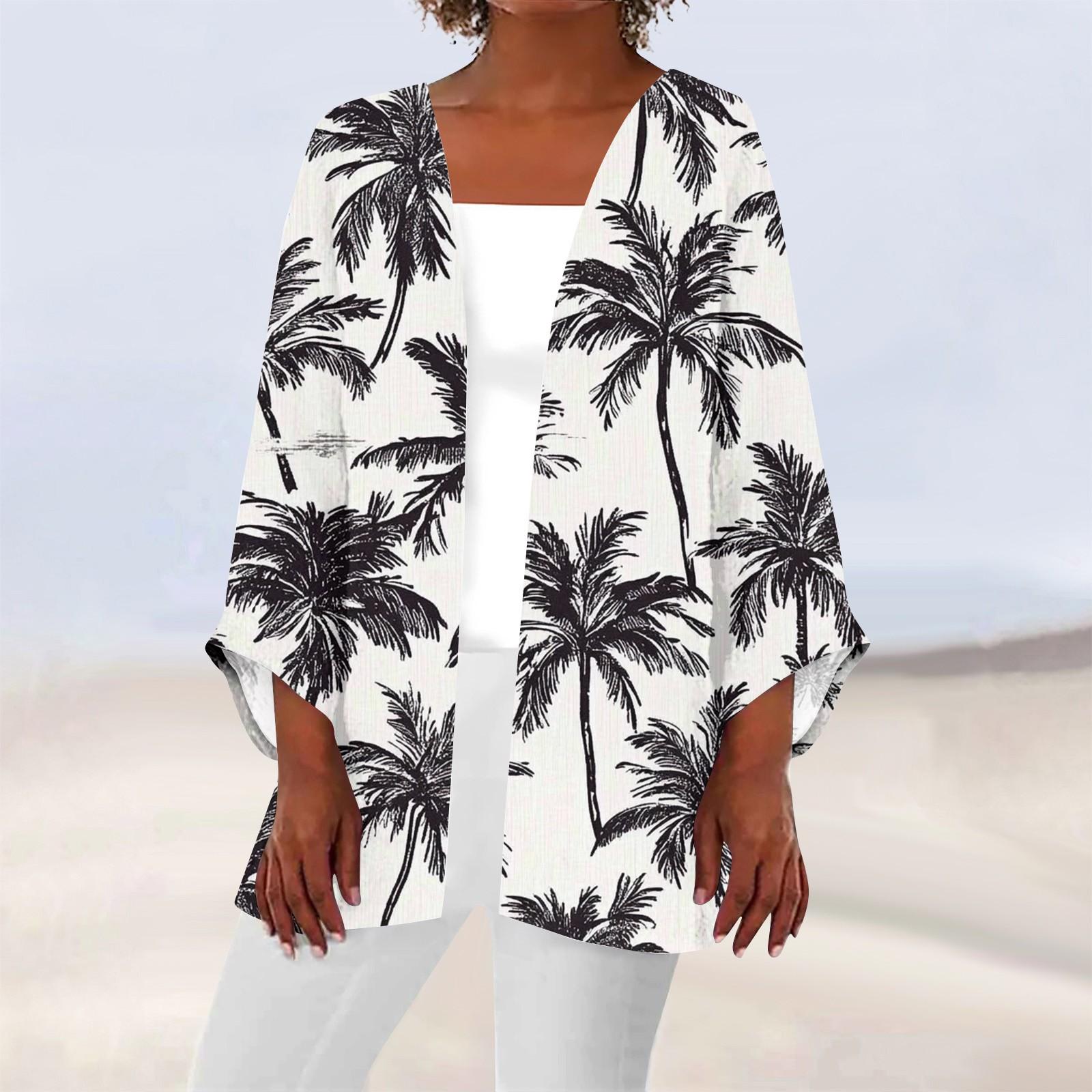 

Женская повседневная модная легкая куртка средней длины с принтом, кардиган L белый