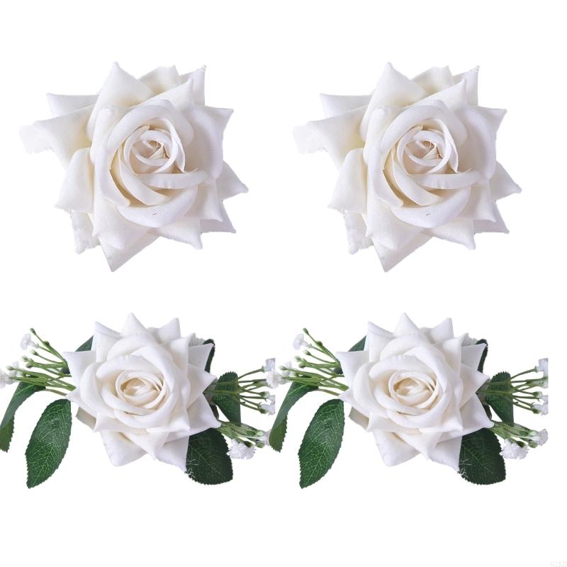 62KD Dekorative Rosenblumen-Raffhalter-Clips für Wohnzimmer Schlafzimmer 4er-Set