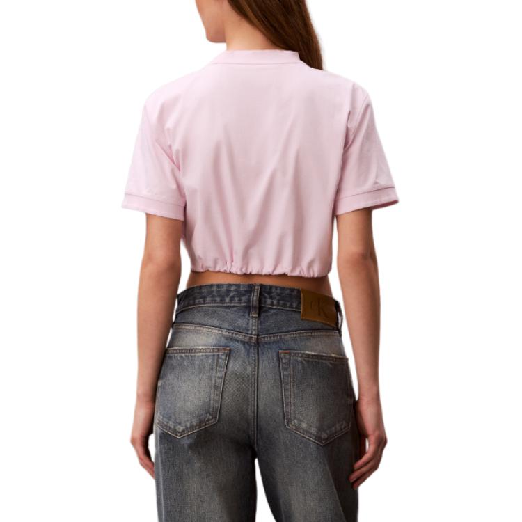 Calvin Klein Short Sleeve Solid Color Round Neck Crop T-Shirt Women tops 47F231G-8Z6