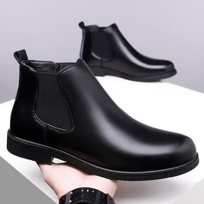 Men's Casual Leather Chelsea Boots New Design High Top Shoes Pointed Toe Business Shoes Classic Comfy Ankle Boots Botas