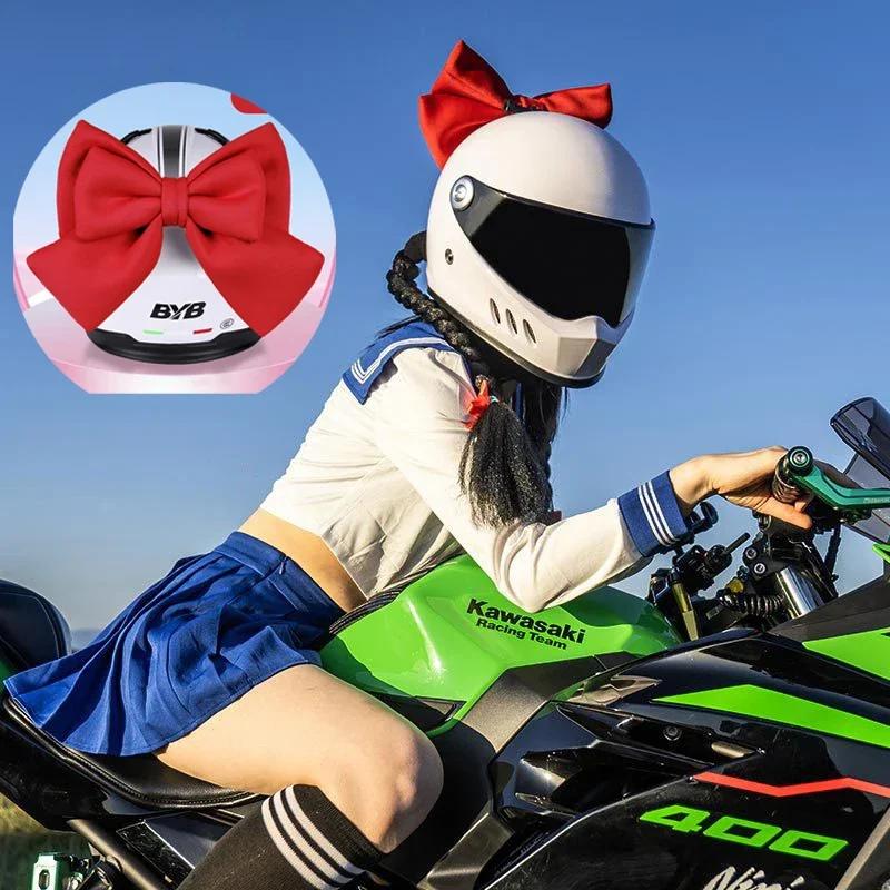 Cute Bow Helmet Modeling Motorcycle Helmet Decoration Polyester Cotton Bowknot Universal Electric Bike Vehicle Decor Girls Gift