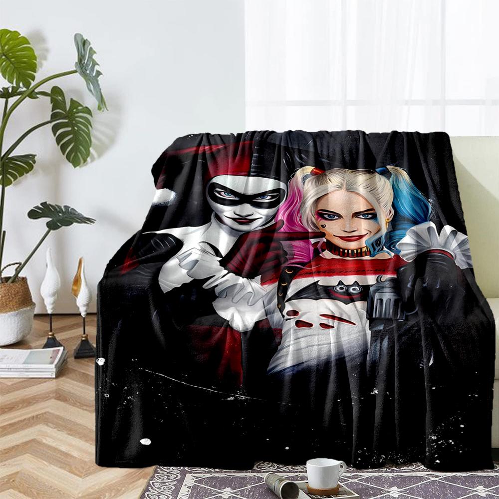 Harley Quinn Theme Printed Blanket - Perfect for Couch, Bed, Travel & Outdoor Use | Machine Washable, Cozy & Durable.