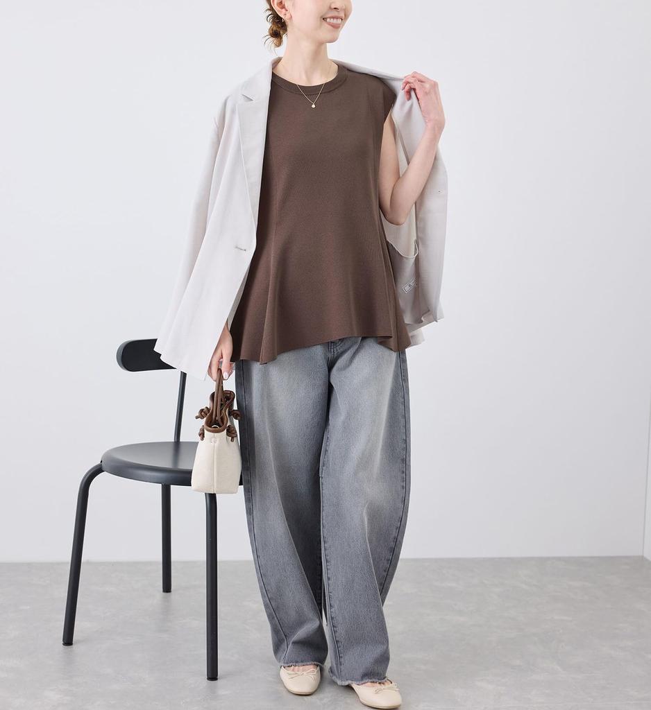 ROPE PICNIC Peplum Knit Pullover Chairosub Women's (Machine Washable, Anti-Pilling) GDM15240, (Size 22)